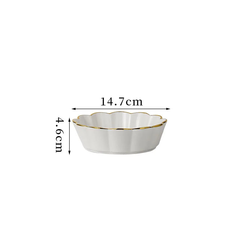 Gold Stroke Ceramic Plate Set - Creative Hammer Decorative Dinner Plates & Steak Dishes