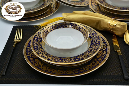 Royal Style Embossed Gold Rim Plates And Bowls Set Ceramic Dinner Set Dinnerware