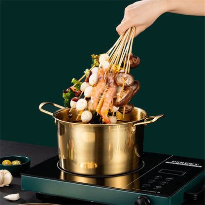 Gold Stainless Steel Stew Pots - Saucepan with Cover for Induction Cooker