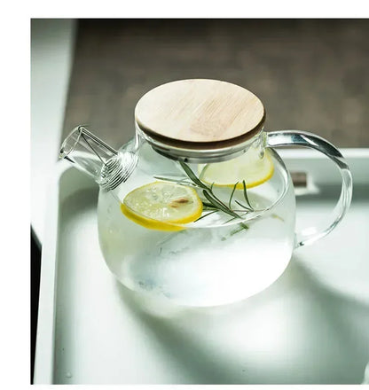 1.8L Transparent Borosilicate Glass Teapot Heat-Resistant Large Clear Tea Pot  Flower Tea Set Puer Kettle Cup Office Home Tool