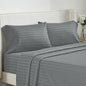 Battilo Bed Sheets 4 Pieces Set Luxury Fitted Flat Sheet with Pillowcases Solid Stripe Bedding Set For Twin Full Queen King Size