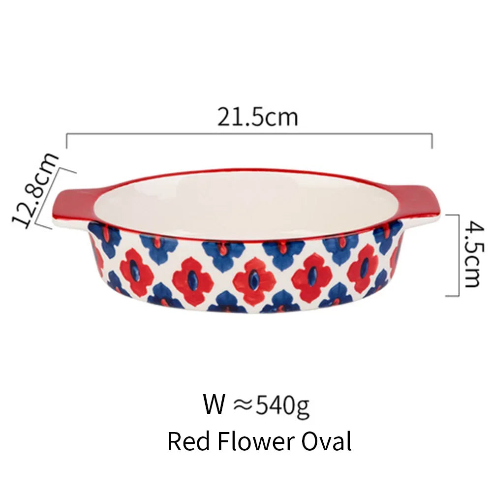 Ceramic Baking Dish Roasting Lasagna Pan  Rectangular Dish Bakeware Pan With Handle Oven Kitchen Baking Tool