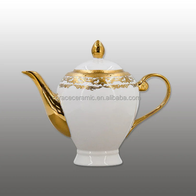 Hot Selling Gold Plated 20Pcs Indian Style Dinner Set Fine Porcelain Plate Sets Dinnerware Ceramic Dinner Gold