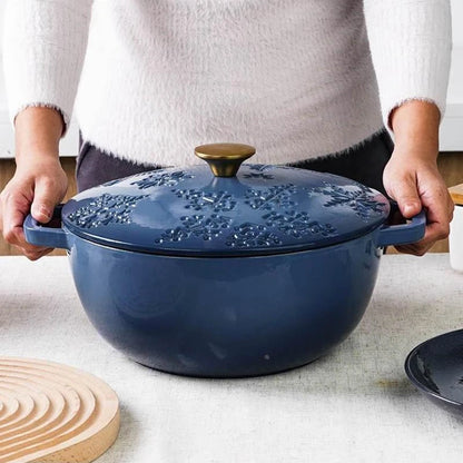 28cm Enameled Cast Iron Dutch Oven 6Qt Cast Iron Casserole Dish with Lid for Bread Baking And Stew Kitchen Cookware Braised Pot