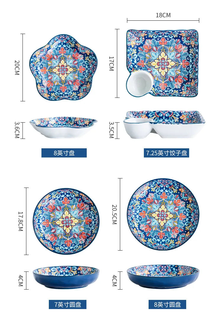Baroque Ceramic Bowl Set - Creative Rice Soup Noodle Bowl with Handle