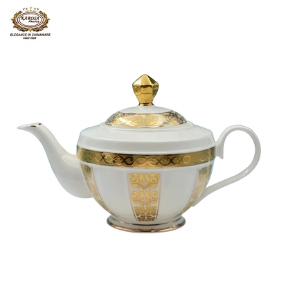 Bone China Platinum Dinner Set - Gold Rim Porcelain Soup Plates & Bowls