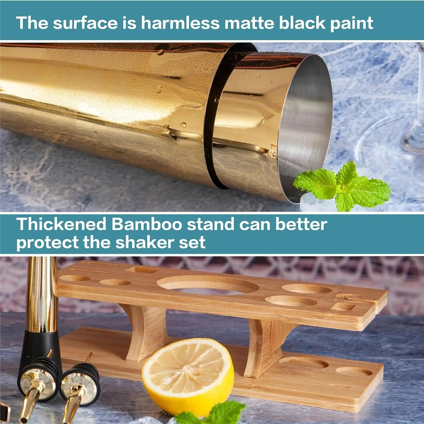 11-Pcs Cocktail Shaker Set Gold,Bartending Kit Stainless Steel Shakers 25oz Bar Kits for Bartender Mixing Set Barware Tool Sets