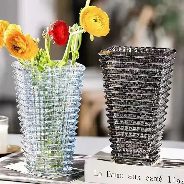 Light and Luxurious Crystal Glass Vases Transparent Decorative Decorations Flower Arrangement Water Culture and Flowers