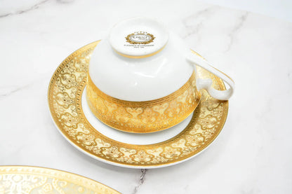 Luxury Gold Rim Ceramic Plates Sets China Porcelain Gold Dinner Set Royal Tableware Gold Tableware