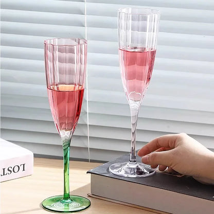Glass Wine Glass Tall Champagne Glass Table Decor Party Wine Set Luxury Dining Room Kitchen Tableware Accessories Petal Shape