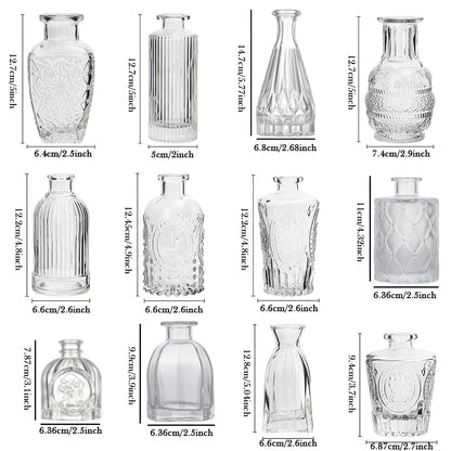 12 PCS Mini Glass Bud Vases - Small Decorative Flower Vases in Bulk for Weddings