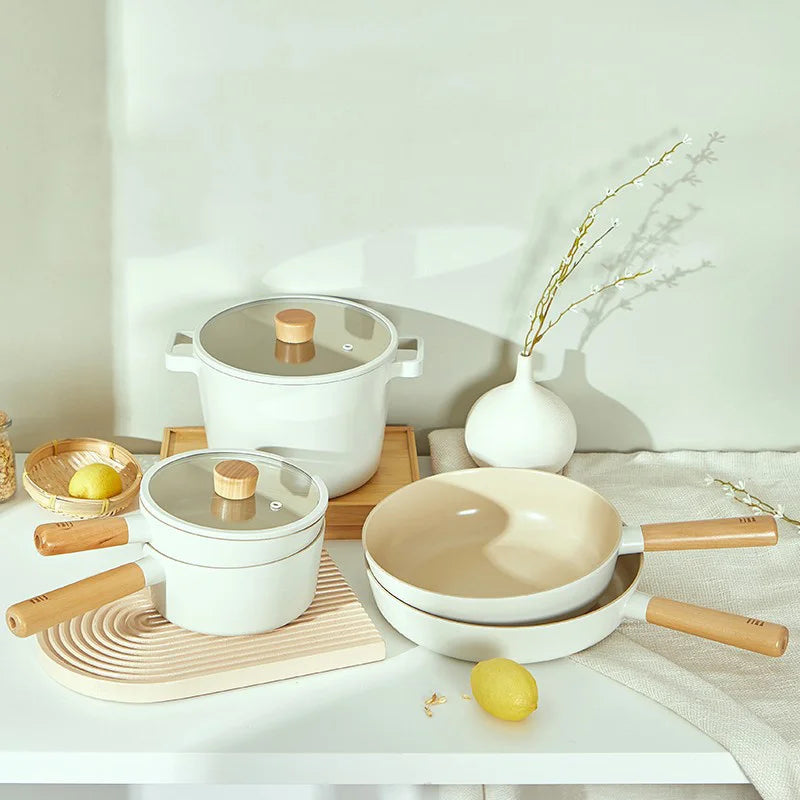 Korean Ceramic Non-Stick Wok - Milk Pot Frying Pan for Induction & Gas Stove