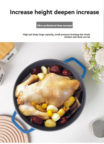 28cm Enameled Cast Iron Dutch Oven 6Qt Cast Iron Casserole Dish with Lid for Bread Baking And Stew Kitchen Cookware Braised Pot