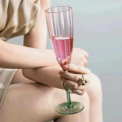 Glass Wine Glass Tall Champagne Glass Table Decor Party Wine Set Luxury Dining Room Kitchen Tableware Accessories Petal Shape