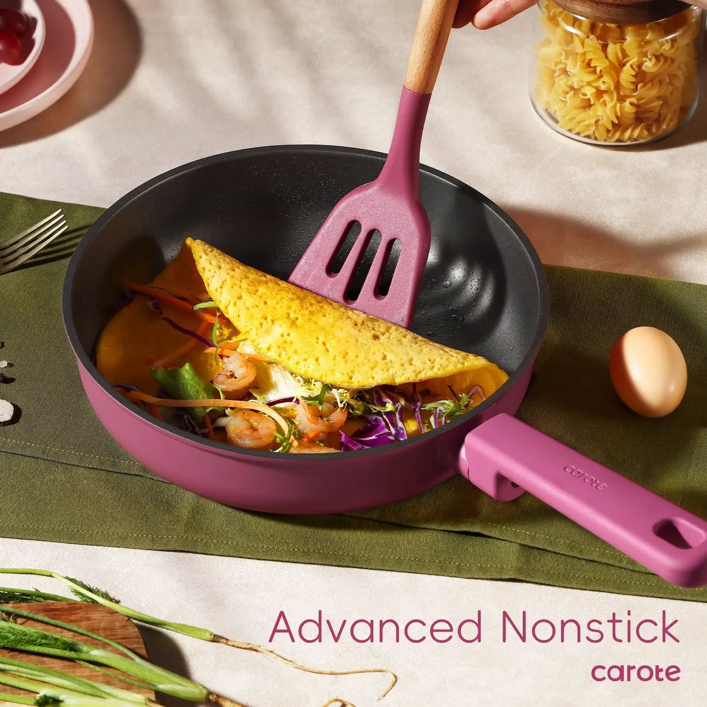 16-Piece Rose Pink Cookware Set - Non-Stick Pots and Pans for Induction