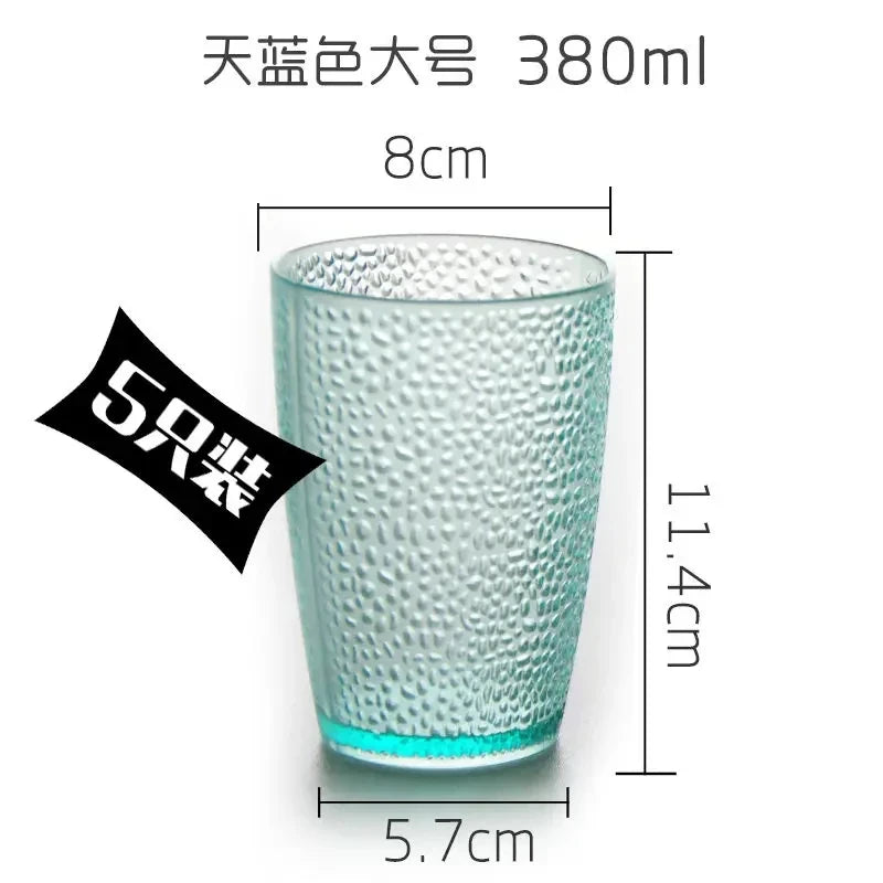 5PCS Acrylic Juice Glass Colorful Diamond Water Glass Hotel Restaurant Wine Drink Cup Home Party Supplies