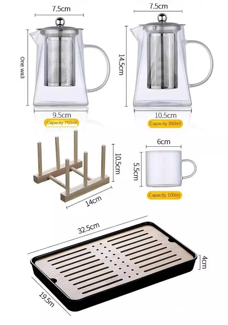 Glass Teapot with Infuser - Tea Set Kettle Maker for Loose Leaf Tea