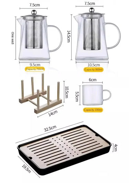 Glass Teapot with Infuser - Tea Set Kettle Maker for Loose Leaf Tea