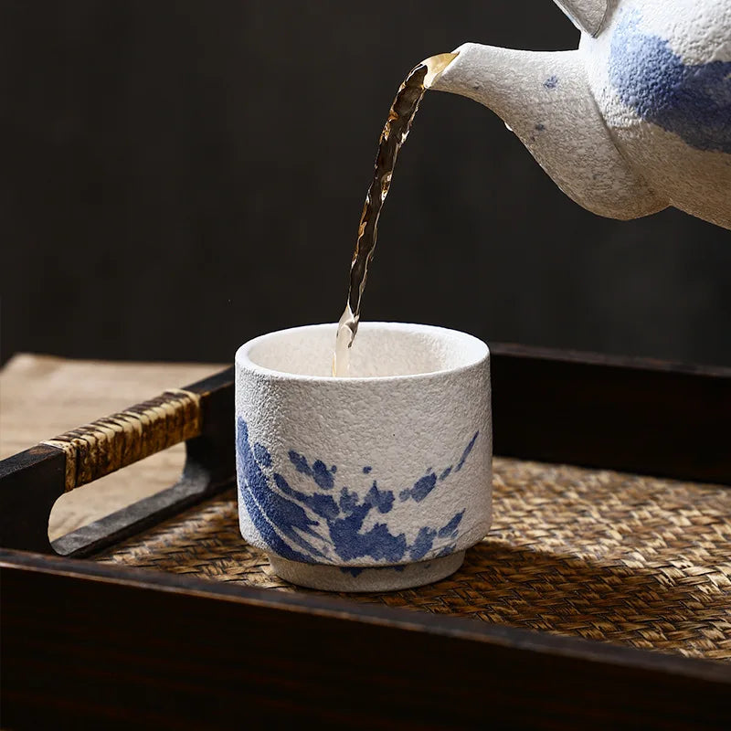 Aesthetic Japanese Ceramic Mugs Short Handy Water Cups Teacup Sushi Table Items Beauty Antique Art Drinkware Kitchen Utensils