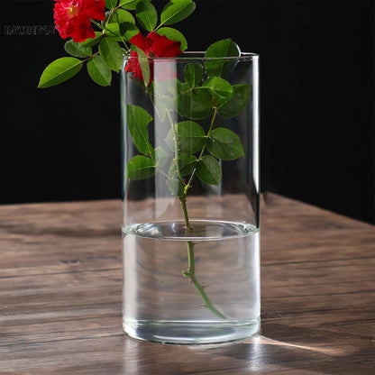 Glass Flower Vase desk decoration Modern Small Cylinder Flower Centerpiece Vases for Home Office Wedding Table