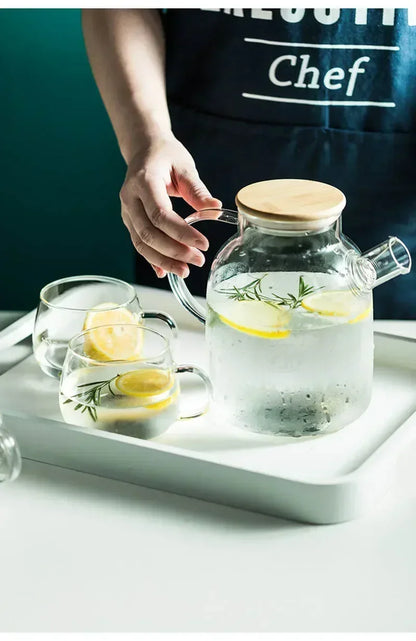 1.8L Transparent Borosilicate Glass Teapot Heat-Resistant Large Clear Tea Pot  Flower Tea Set Puer Kettle Cup Office Home Tool