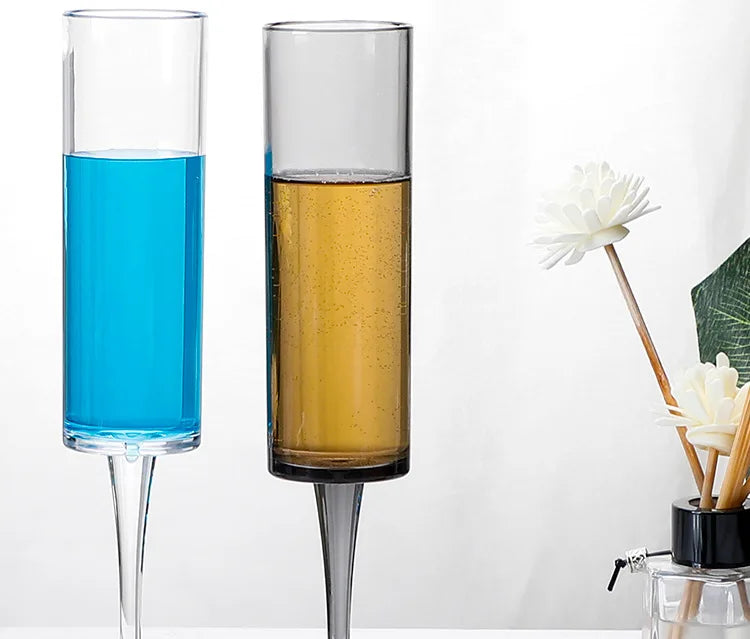 2Pcs Acrylic Champagne Glasses Wedding Party Flutes Bevel Wine Glass Home Bar Drinkware Party Valentine's Day Gifts