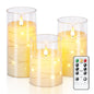 Flickering Flameless Candles 3D Wick Built-in Star String Light Acrylic Battery Operated LED Pillar Candles with Remote and Time