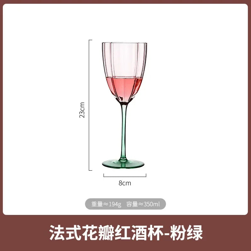 Glass Wine Glass Tall Champagne Glass Table Decor Party Wine Set Luxury Dining Room Kitchen Tableware Accessories Petal Shape