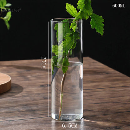 Glass Flower Vase desk decoration Modern Small Cylinder Flower Centerpiece Vases for Home Office Wedding Table