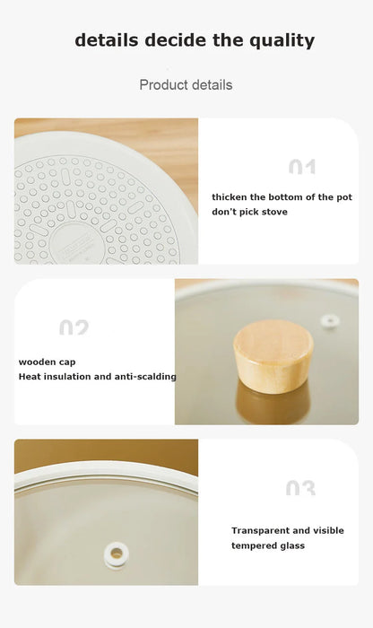 Korean Ceramic Non-Stick Wok - Milk Pot Frying Pan for Induction & Gas Stove