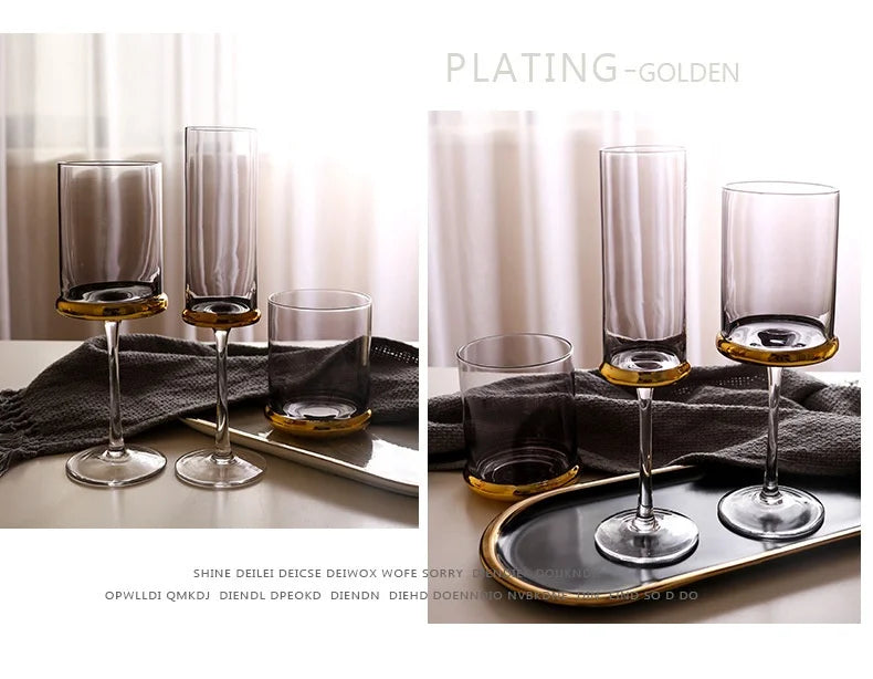 Nordic Gold Red Wine Glass Crystal Glass Champagne Glass Home Juice Glass Goblet Wine Glass Model Room Bar Barware