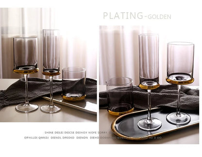 Nordic Gold Red Wine Glass Crystal Glass Champagne Glass Home Juice Glass Goblet Wine Glass Model Room Bar Barware
