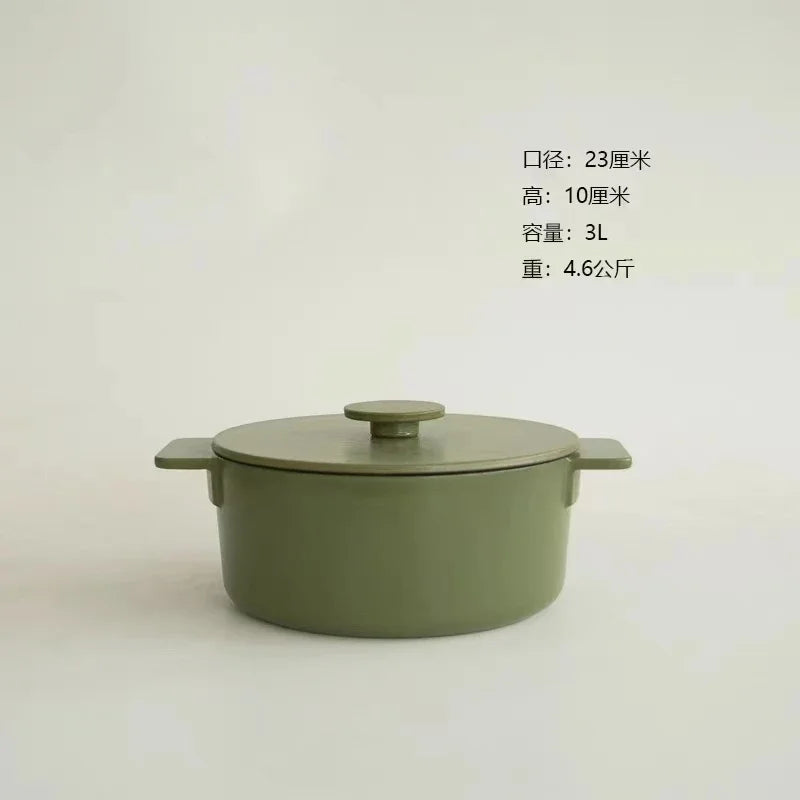 Nordic Cast Iron Enamel Pan 23-26cm - Uncoated Cookware for Soup, Stew & Seafood