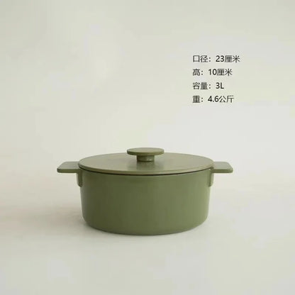 Nordic Cast Iron Enamel Pan 23-26cm - Uncoated Cookware for Soup, Stew & Seafood