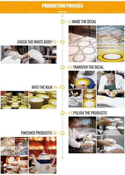 24pcs Germany 24K handmade gold top quality embossed gold decoration dinner dish plate set  bowl sets with gift packing