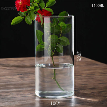 Glass Flower Vase desk decoration Modern Small Cylinder Flower Centerpiece Vases for Home Office Wedding Table