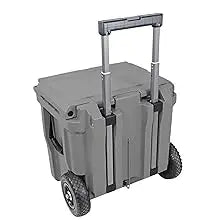 45 Quart Towable Ice Chest Cooler with Wheels - Pro Tough Roto Molded Outdoor Camping Cooler