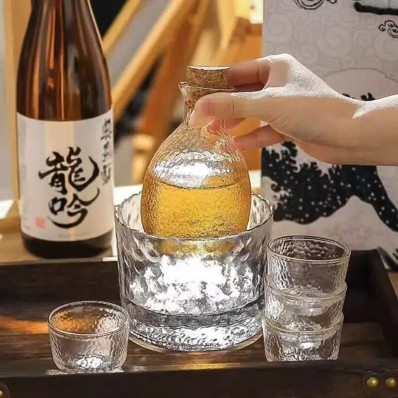 Japanese Glass Bar Sets Glass Sake Wine Set Baijiu Whisky Cocktail Set Glass Flask Barware Family Gathering Wine Glasses Gifts