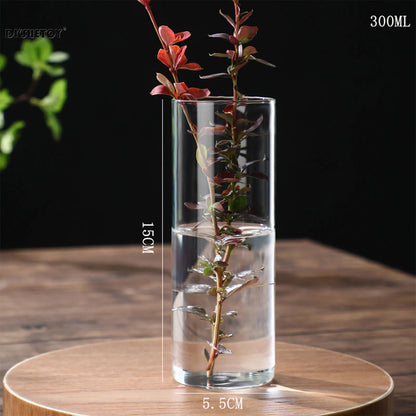 Glass Flower Vase desk decoration Modern Small Cylinder Flower Centerpiece Vases for Home Office Wedding Table