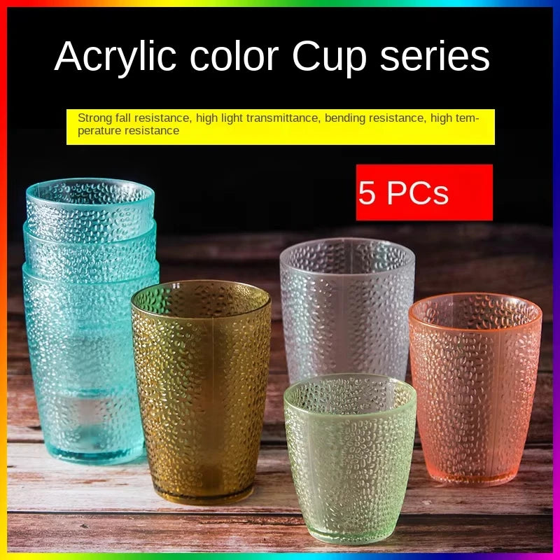 5PCS Acrylic Juice Glass Colorful Diamond Water Glass Hotel Restaurant Wine Drink Cup Home Party Supplies
