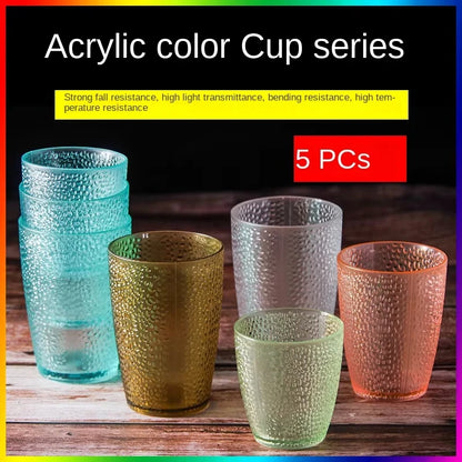 5PCS Acrylic Juice Glass Colorful Diamond Water Glass Hotel Restaurant Wine Drink Cup Home Party Supplies
