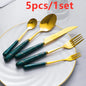 30pcs Cutlery Sets Gold Fork Spoon Knife Set Ceramic Tableware 304 Stainless Steel Dinner Set Cutlery Spoons Sets DropShipping