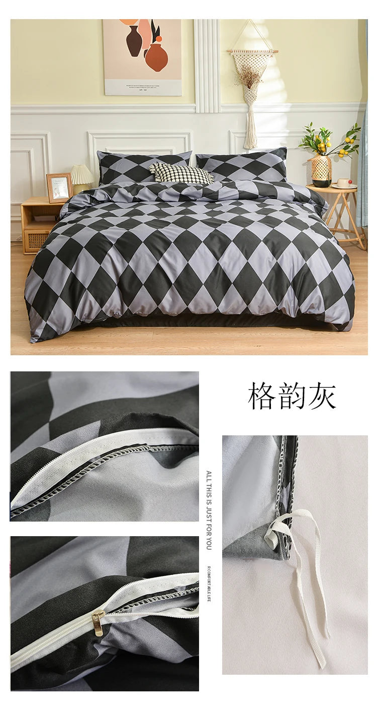 Black and White Bedding Set for Double Bed sabanas cama matrimonial Queen/King Comforter Sets Single Duvet Cover with Pillowcase