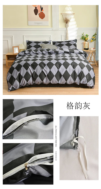 Black and White Bedding Set for Double Bed sabanas cama matrimonial Queen/King Comforter Sets Single Duvet Cover with Pillowcase