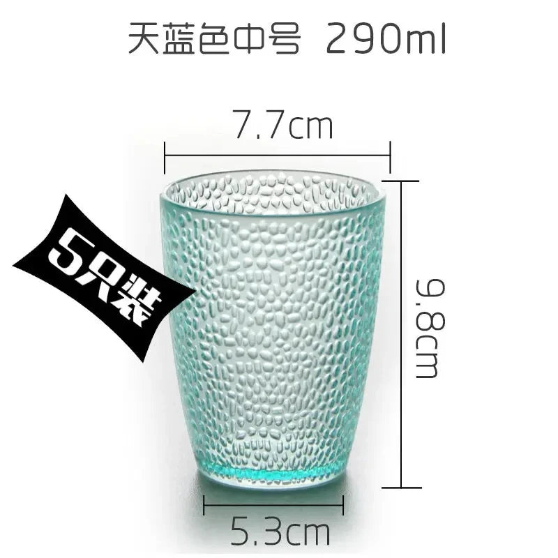 5PCS Acrylic Juice Glass Colorful Diamond Water Glass Hotel Restaurant Wine Drink Cup Home Party Supplies