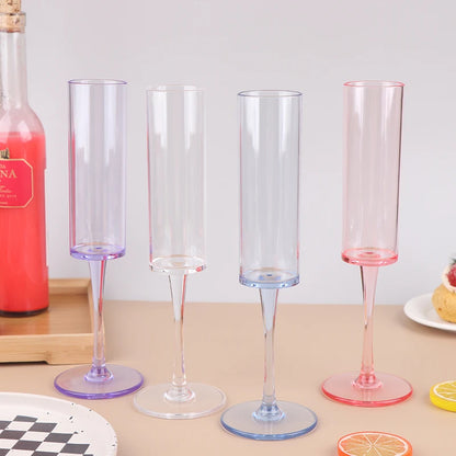 5Pcs 5oz/5.5oz Acrylic Champagne Goblet Glasses Cup Transparent Cocktail Glass Cups Anti-fall Goblet For Bar Pub Club Drinkware