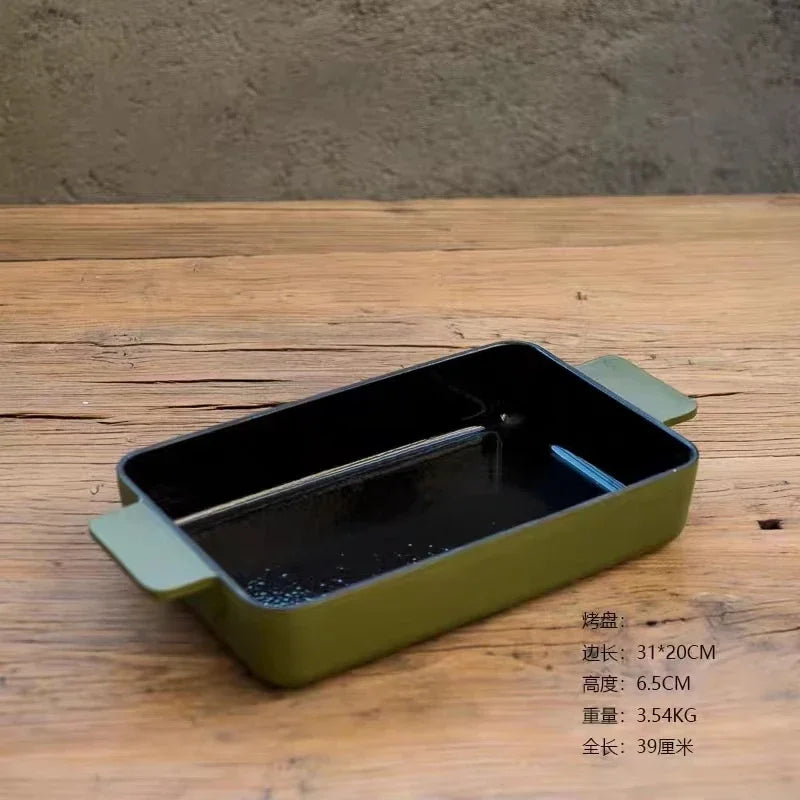 Nordic Cast Iron Enamel Pan 23-26cm - Uncoated Cookware for Soup, Stew & Seafood