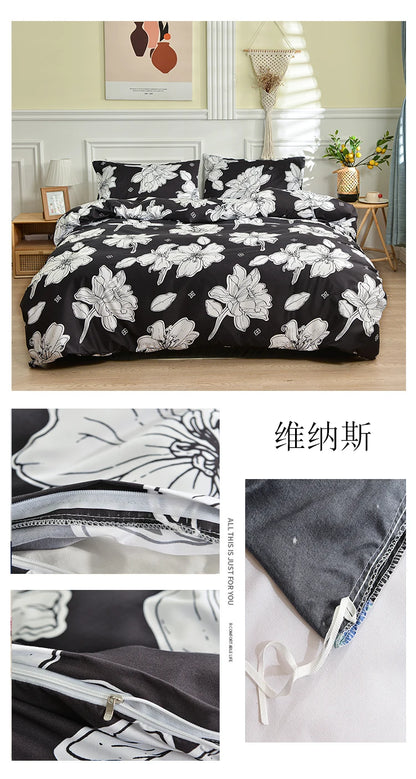 Black and White Bedding Set for Double Bed sabanas cama matrimonial Queen/King Comforter Sets Single Duvet Cover with Pillowcase