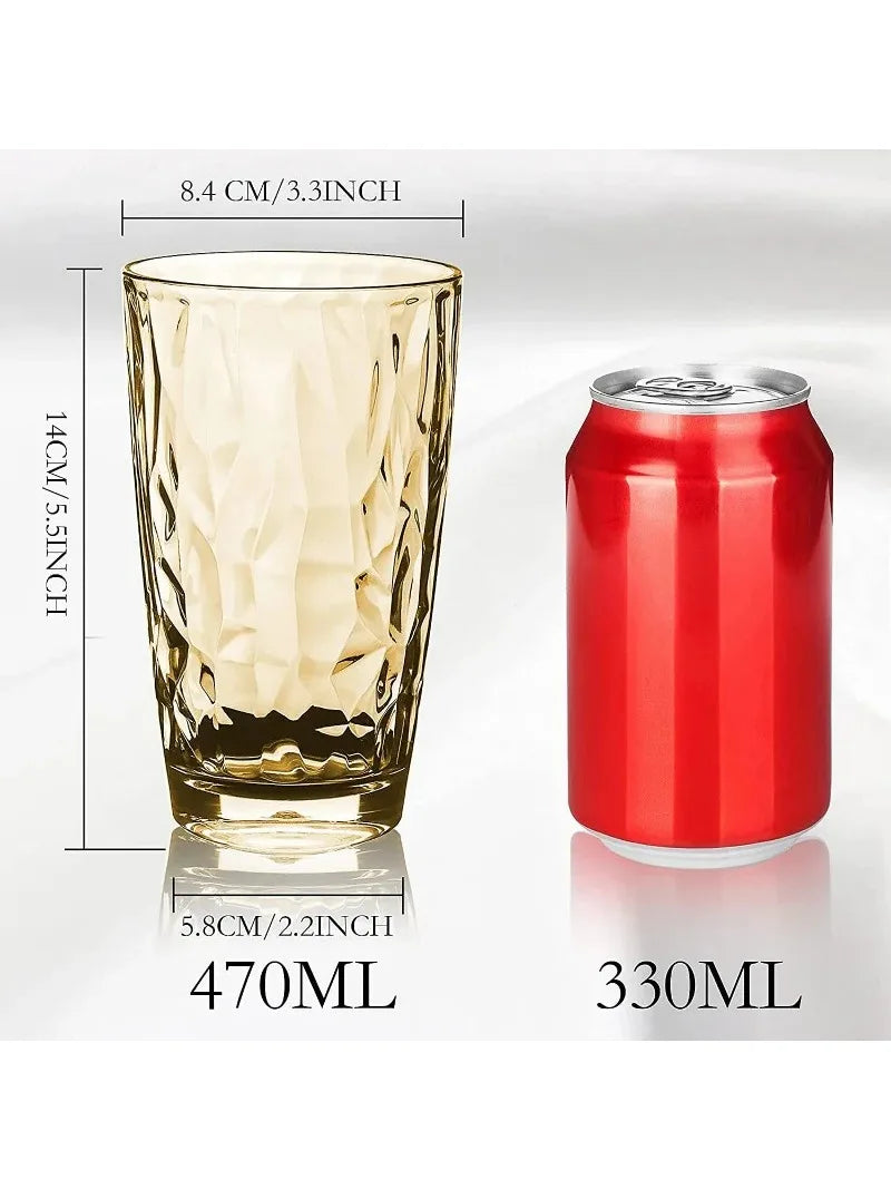 17 oz Plastic Tumblers Drinking Glasses Clear Acrylic Cups Wine Glassware Beverage Drinkware Tumbler for Poolside Party