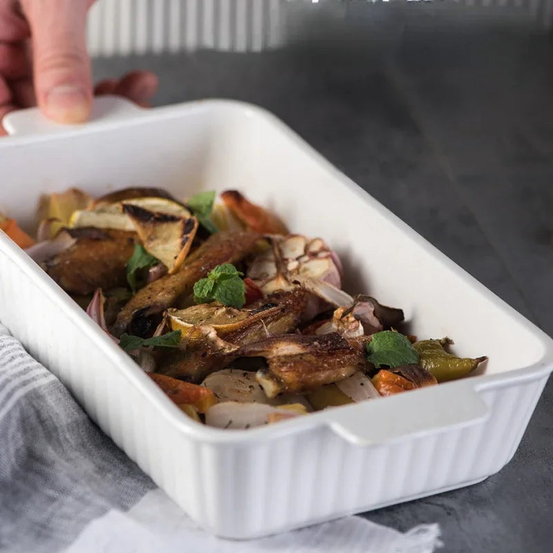 Porcelain Dishes Kitchen Accessories Bakeware Bread Pan Ceramic Baking Tray Cooking Utensils Tools Gadgets Oven